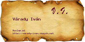 Várady Iván névjegykártya
